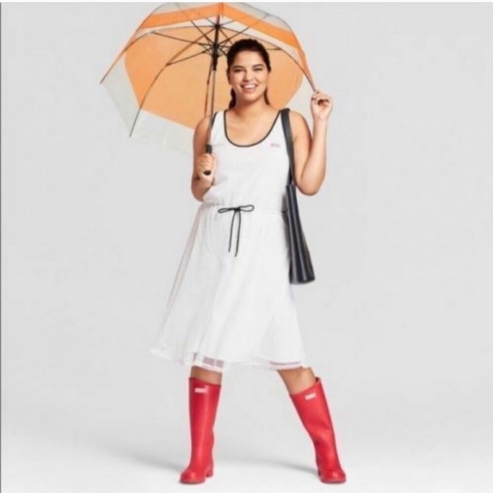 New Hunter for Target White Fishnet Overlay Cinched Waist Waist Midi 2X